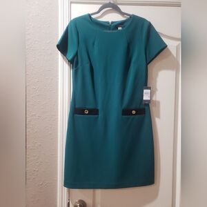 Elegant Teal Dress with Black Accents